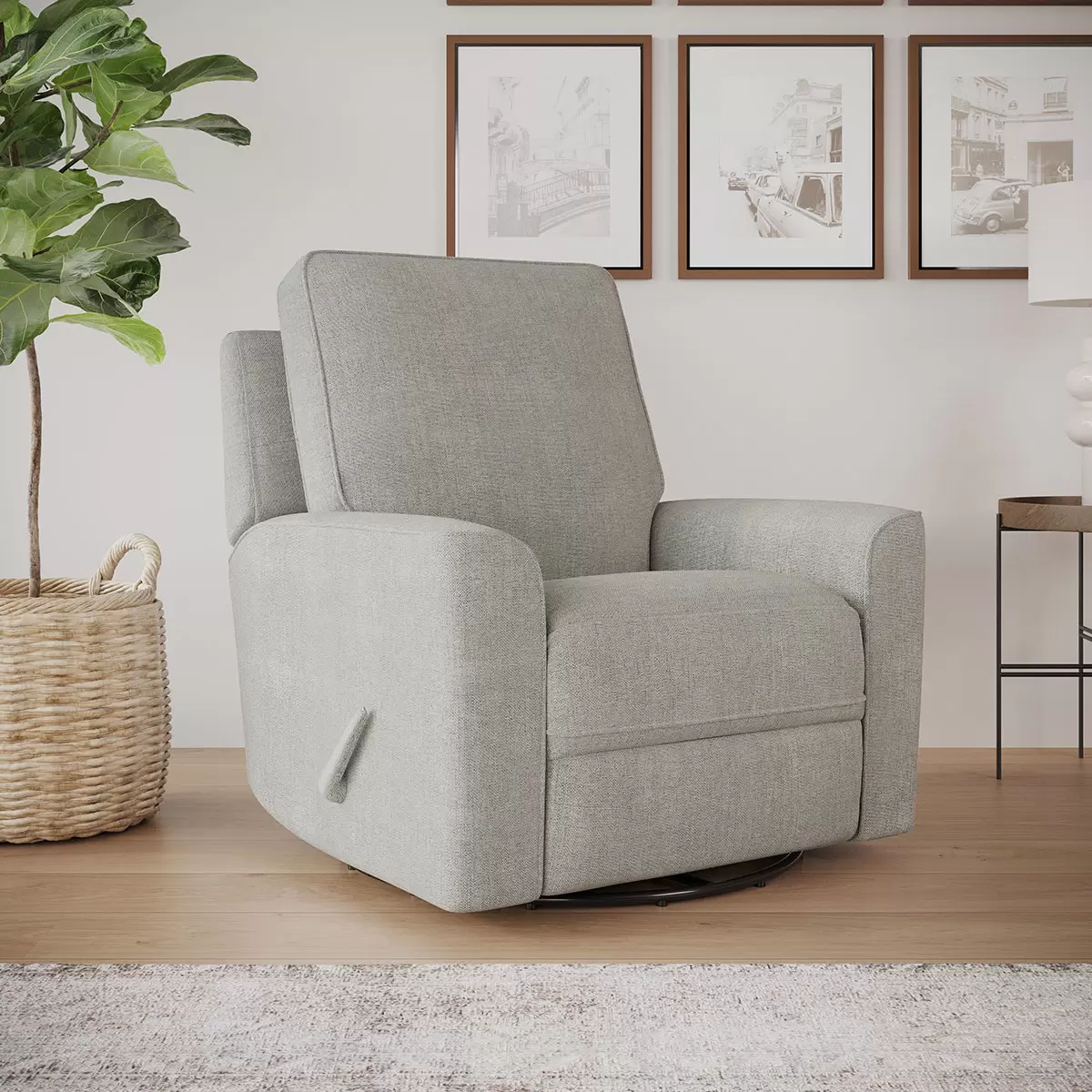 True Innovations - Fauteuil inclinable pivotant en tissu gris Paxley