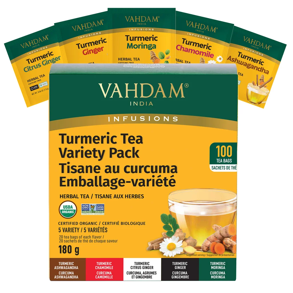 Vahdam - Assortiment de thé au curcuma, 100 sachets