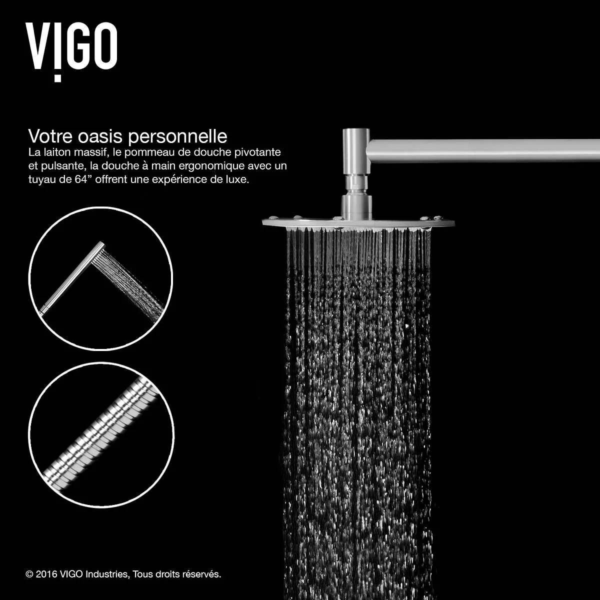 Vigo – Colonne de douche Dilana avec pomme de douche ronde à jet de pluie - Image 3