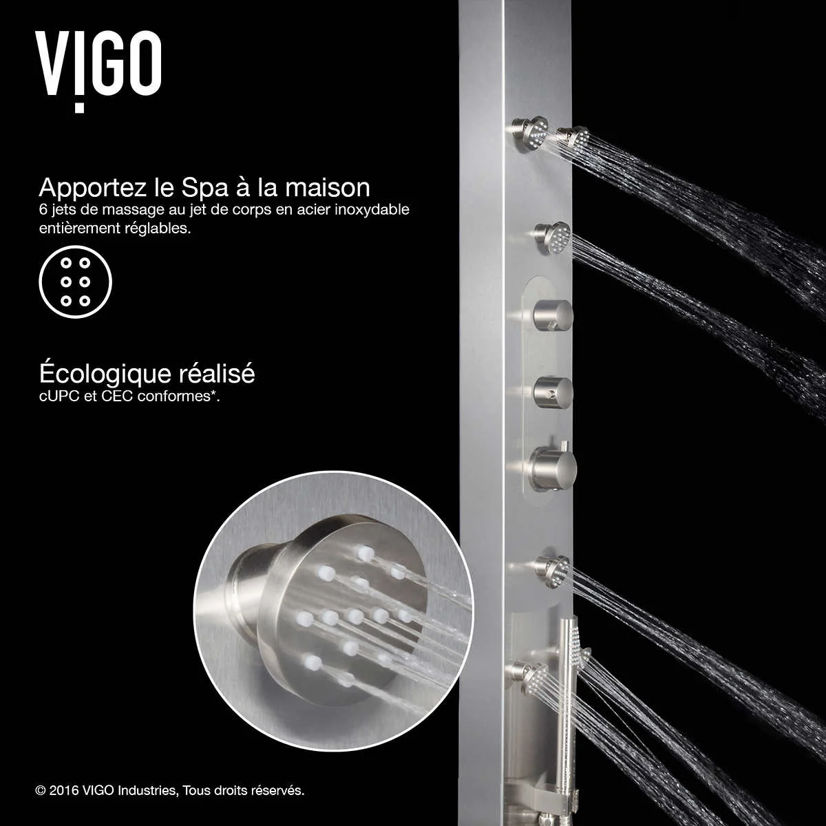 Vigo – Colonne de douche Dilana avec pomme de douche ronde à jet de pluie - Image 5