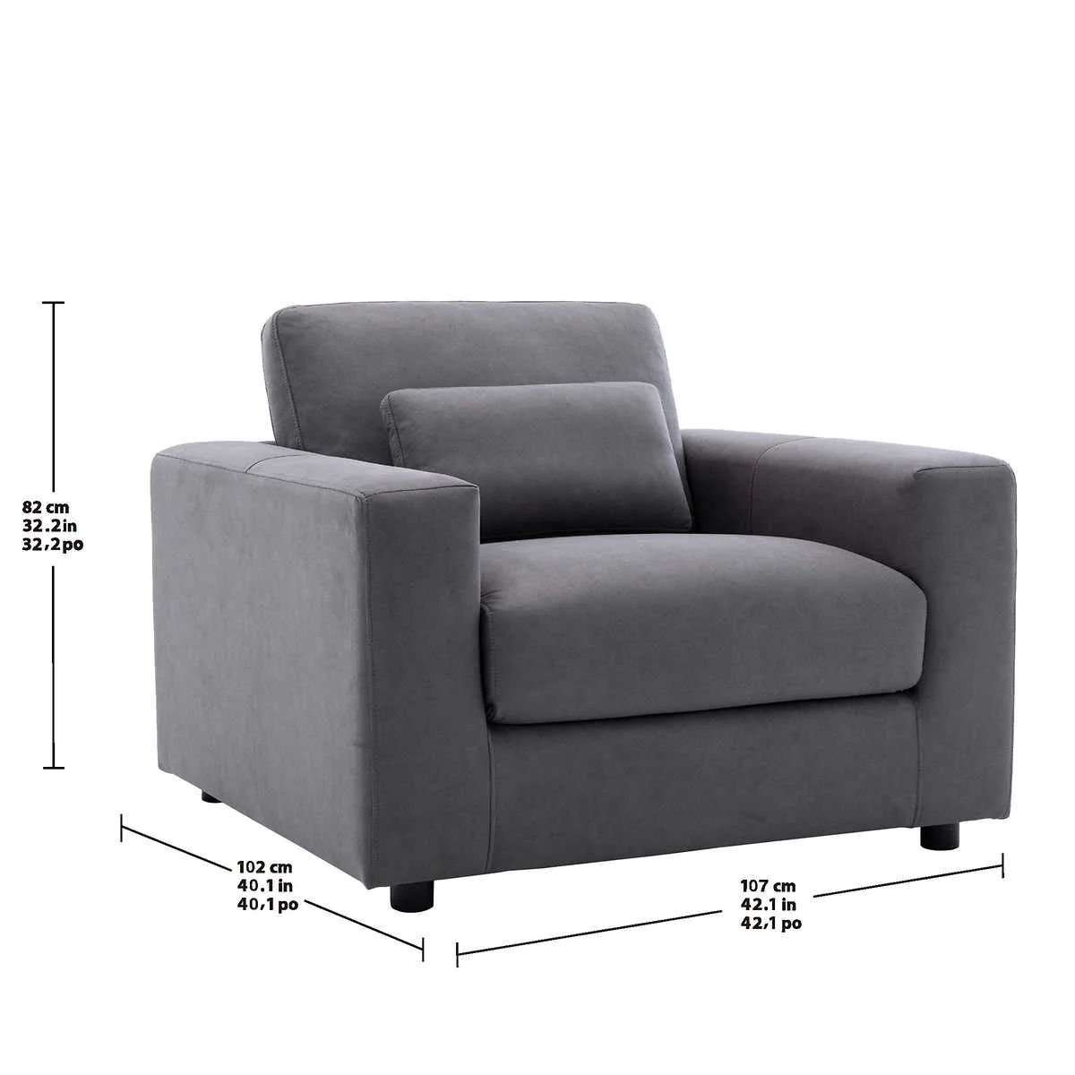 Zoy home - Chaise d'appoint contemporaine grise - Image 5